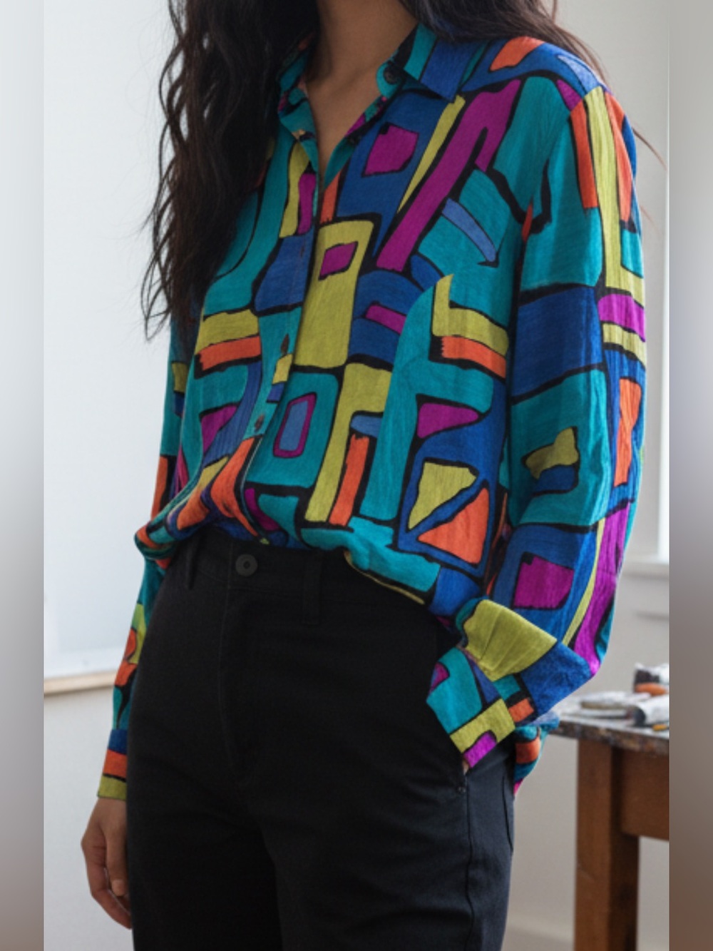 Colorful vintage button up